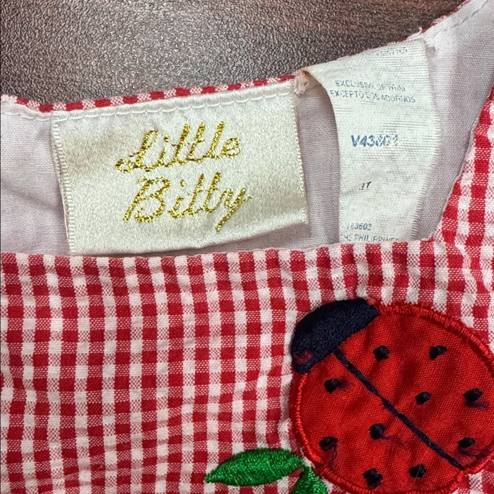 Little Bitty Size 3 Adorable Red Gingham Ladybug Dress for girls - Picture 2 of 4